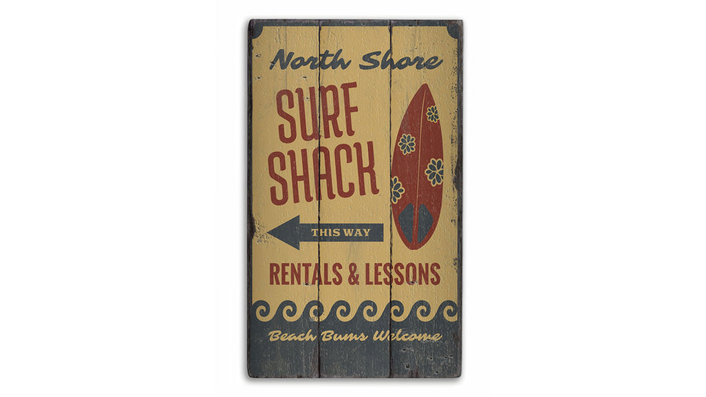 Surf Shack This Way Rustic Wood Sign