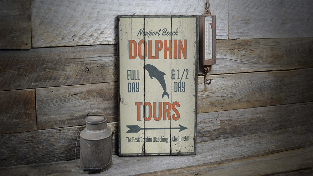 Dolphin Tours Arrow Rustic Wood Sign