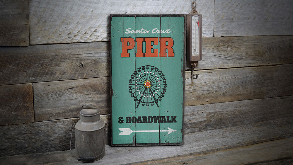 Pier and Boardwalk Rustic Wood Sign