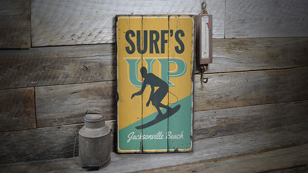 Surfs Up Rustic Wood Sign