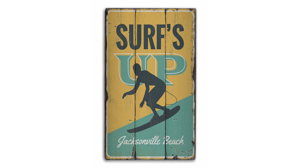 Surfs Up Rustic Wood Sign