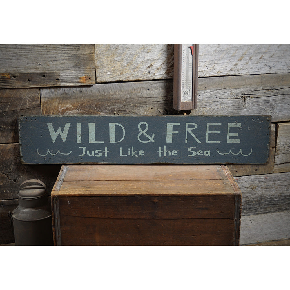 Beach Wild and Free Vintage Wood Sign
