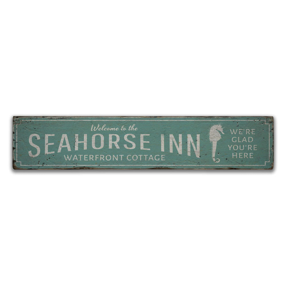 Seahorse Inn Welcome Vintage Wood Sign