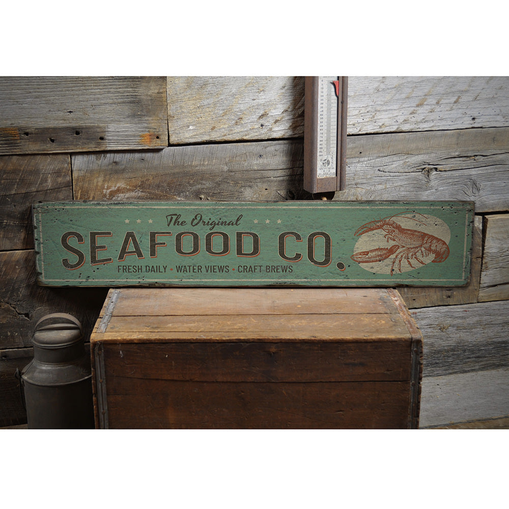 Seafood Company Vintage Wood Sign
