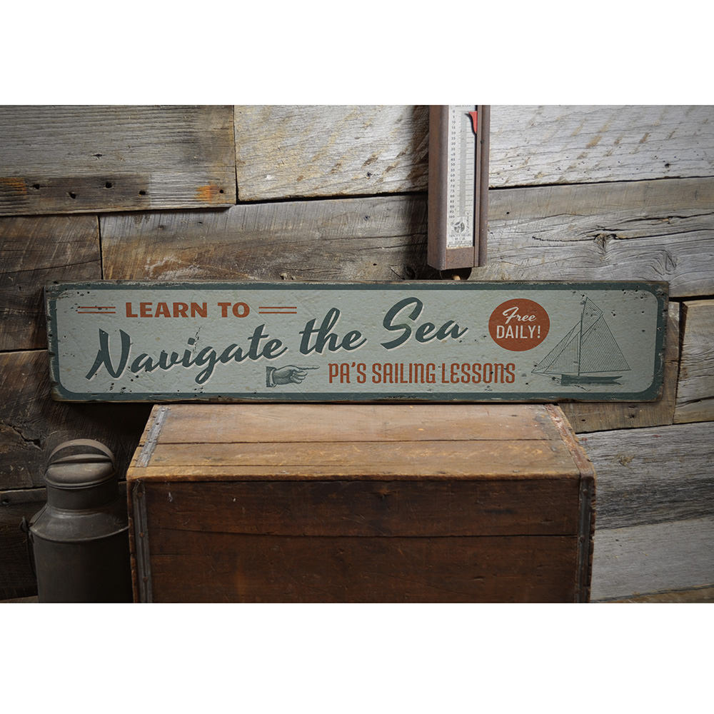 Navigate the Sea Vintage Wood Sign
