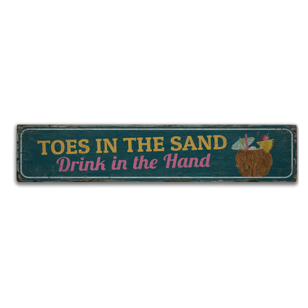 Toes in the Sand Vintage Wood Sign