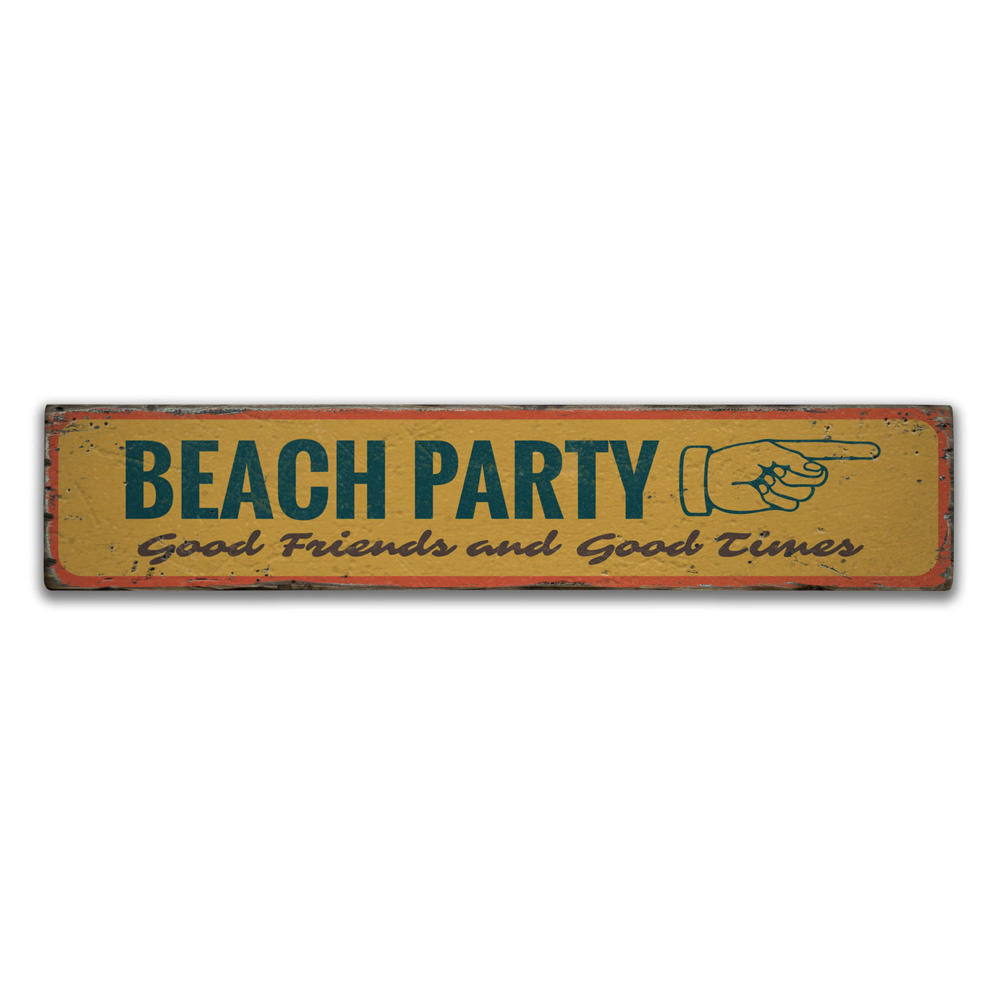 Beach Party Directional Vintage Wood Sign