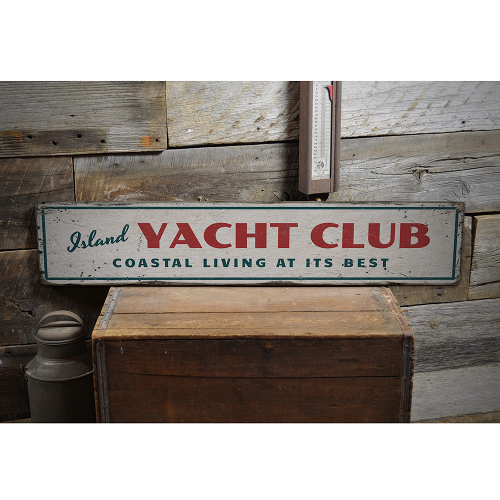 Island Yacht Club Vintage Wood Sign