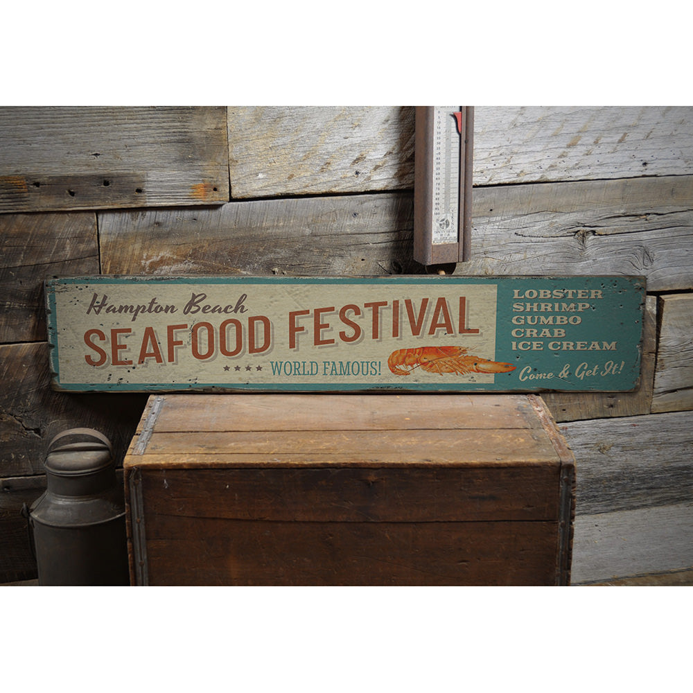 Seafood Festival Vintage Wood Sign