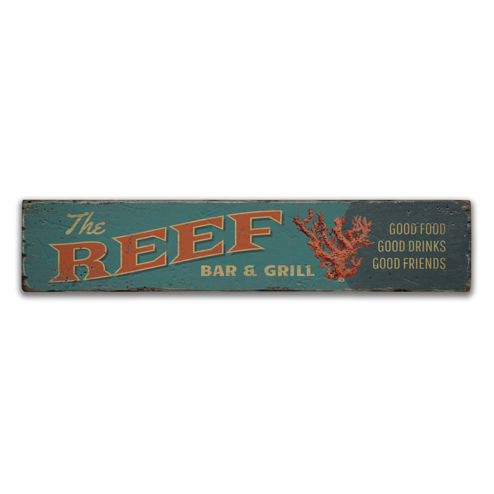 Reef Bar and Grill Vintage Wood Sign