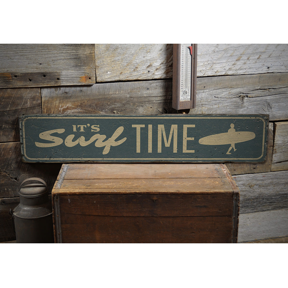 Surf Time Vintage Wood Sign