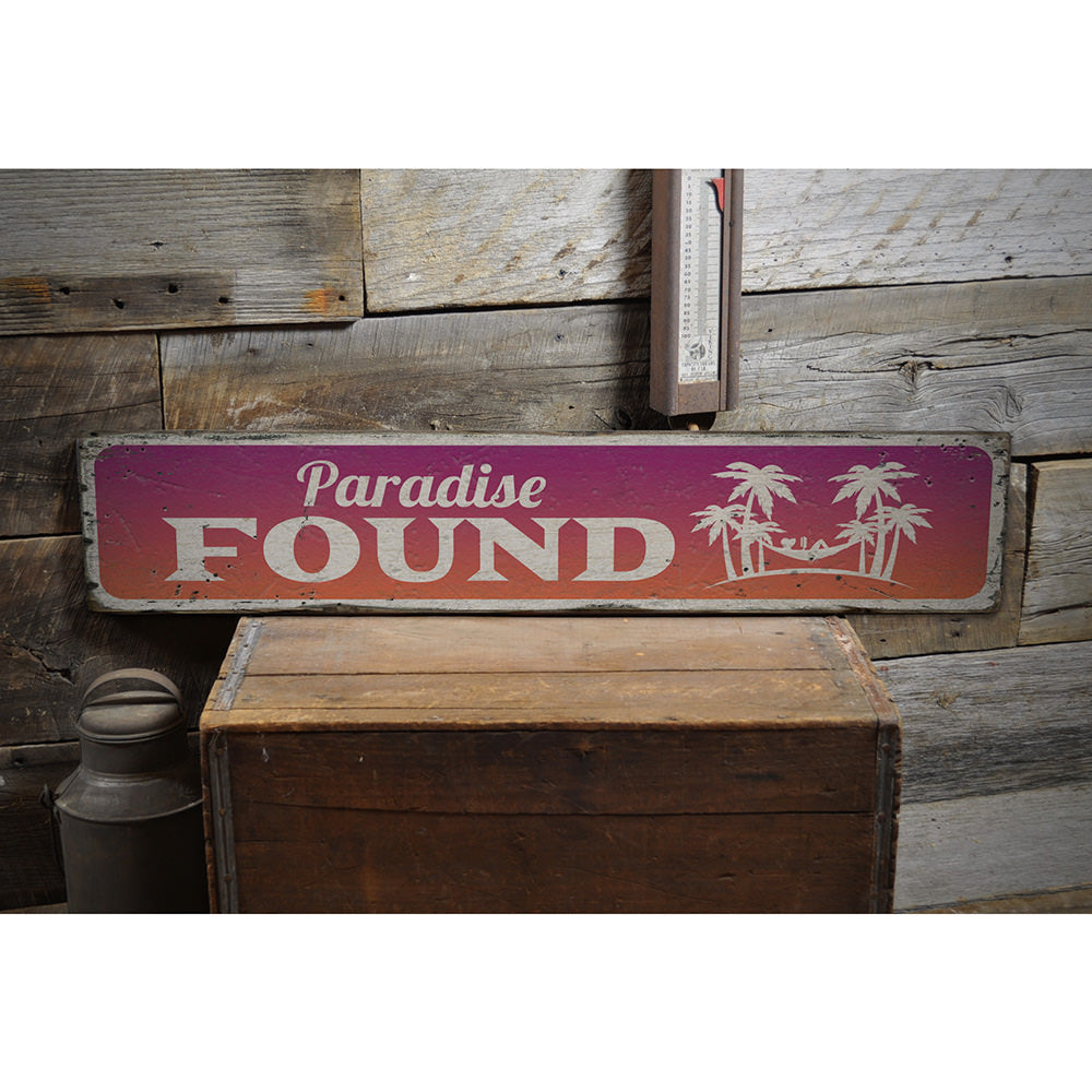 Paradise Found Vintage Wood Sign