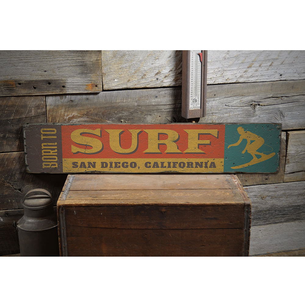 Born to Surf Vintage Wood Sign