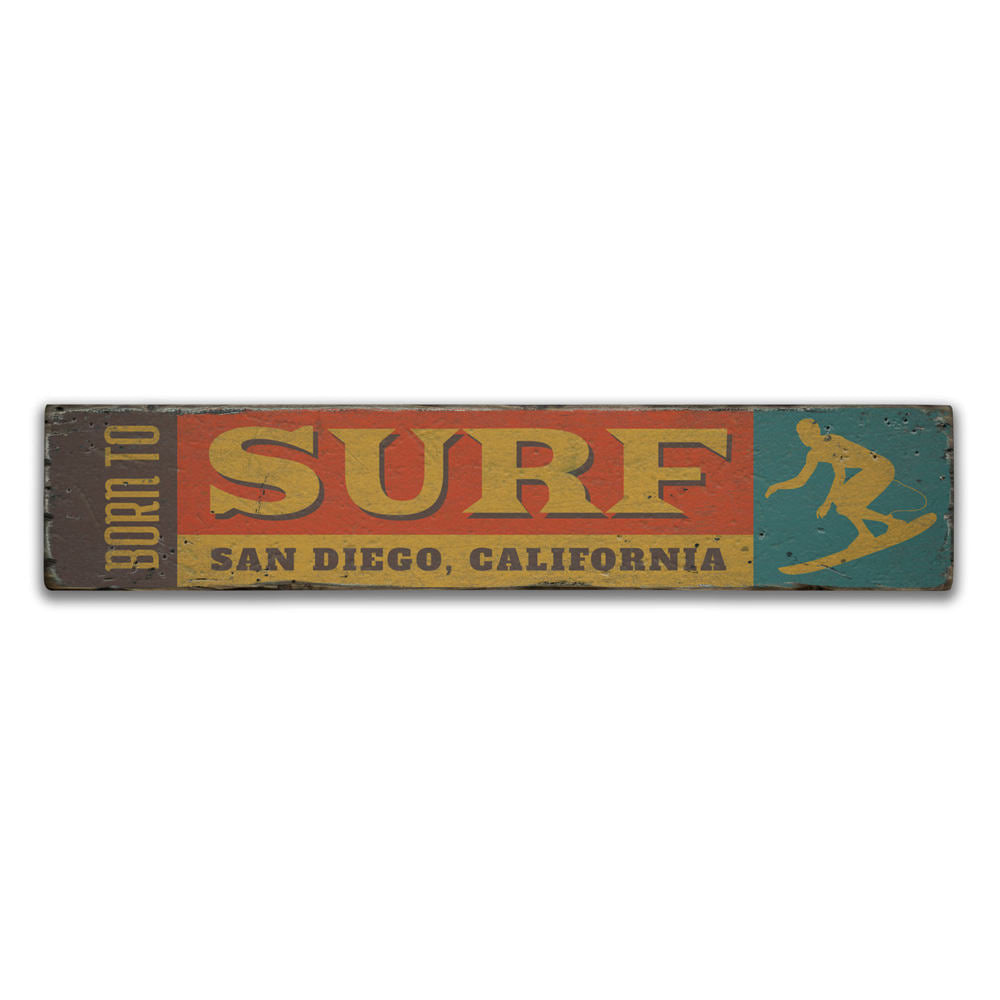 Born to Surf Vintage Wood Sign
