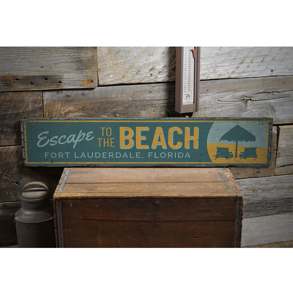 Escape to the Beach Vintage Wood Sign