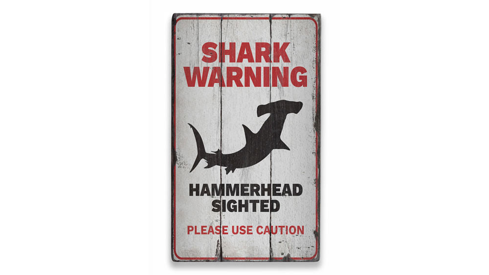 Shark Warning Caution Rustic Wood Sign