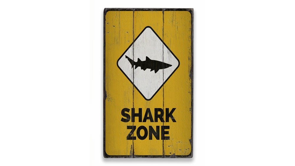Shark Zone Rustic Wood Sign