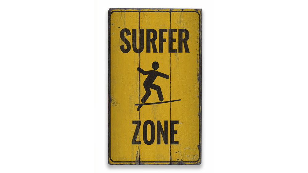 Surfer Zone Rustic Wood Sign