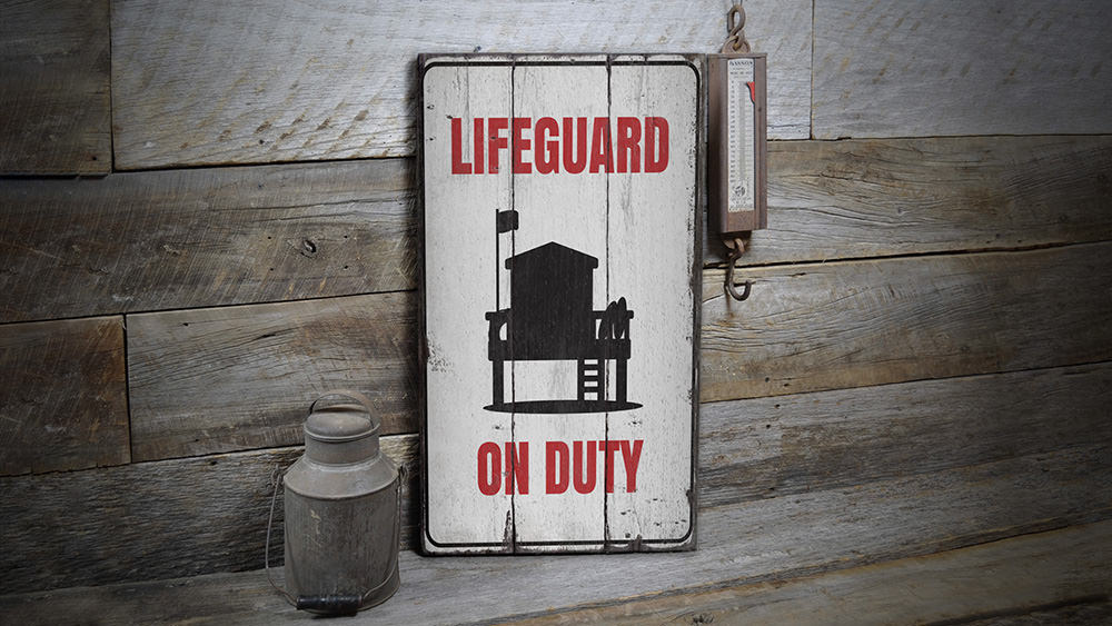 Lifeguard on Duty Rustic Wood Sign