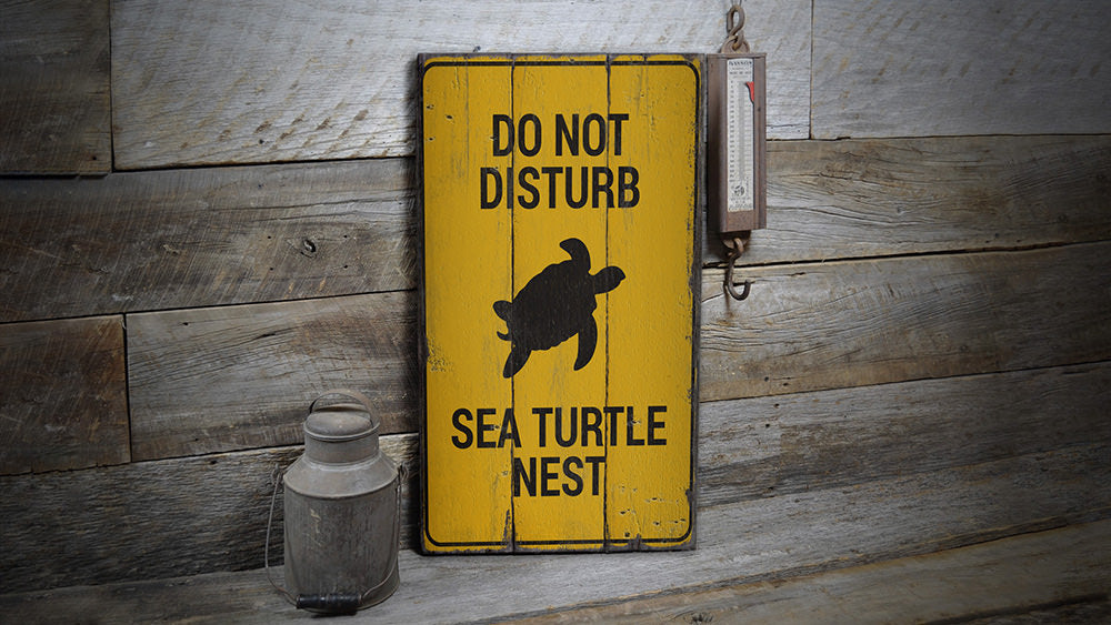 Sea Turtle Nest Rustic Wood Sign