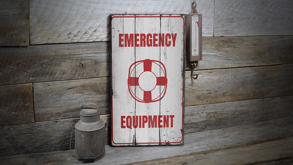 Emergency Equipment Rustic Wood Sign