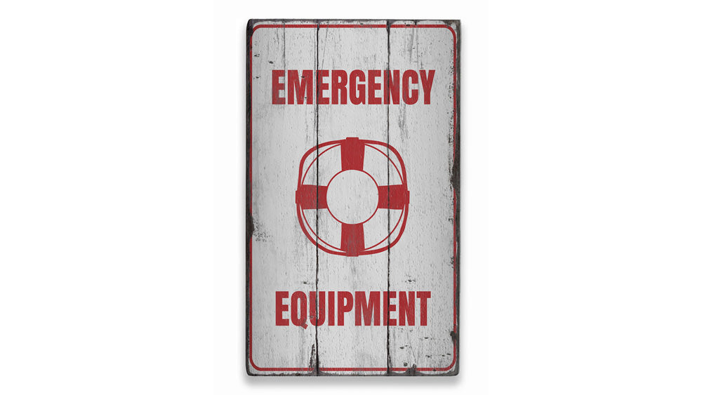 Emergency Equipment Rustic Wood Sign