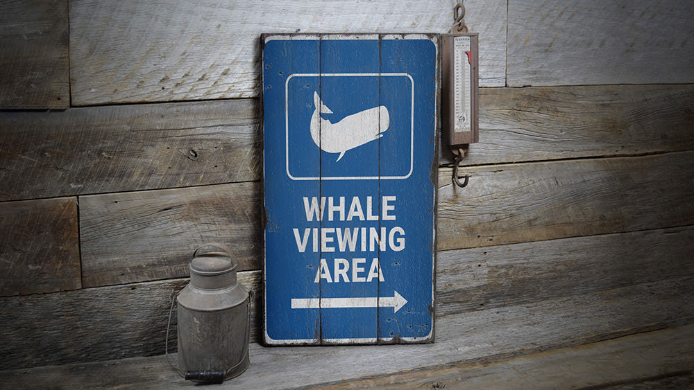 Whale Viewing Area Rustic Wood Sign