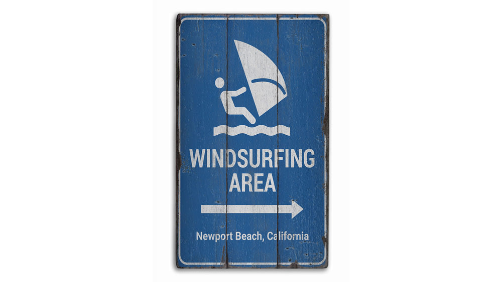 Windsurfing Area Arrow Rustic Wood Sign