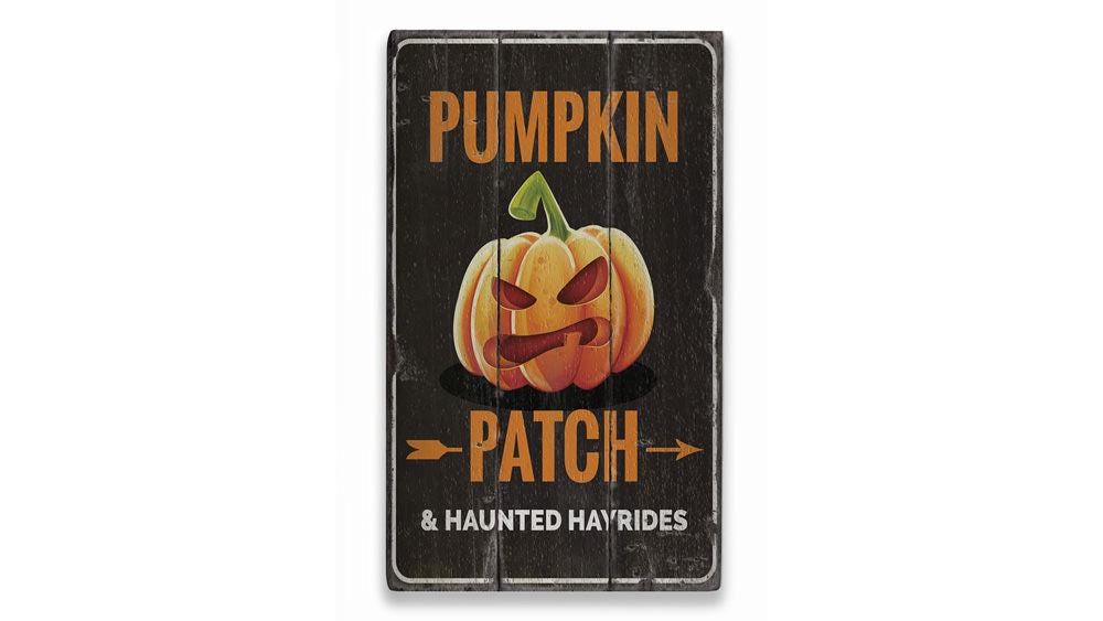 Pumpkin Patch Jack O Lantern Rustic Wood Sign