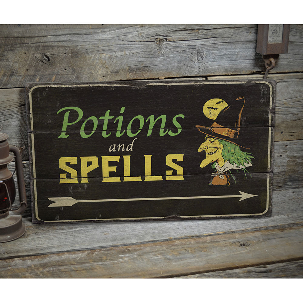 Potions and Spells Rustic Wood Sign