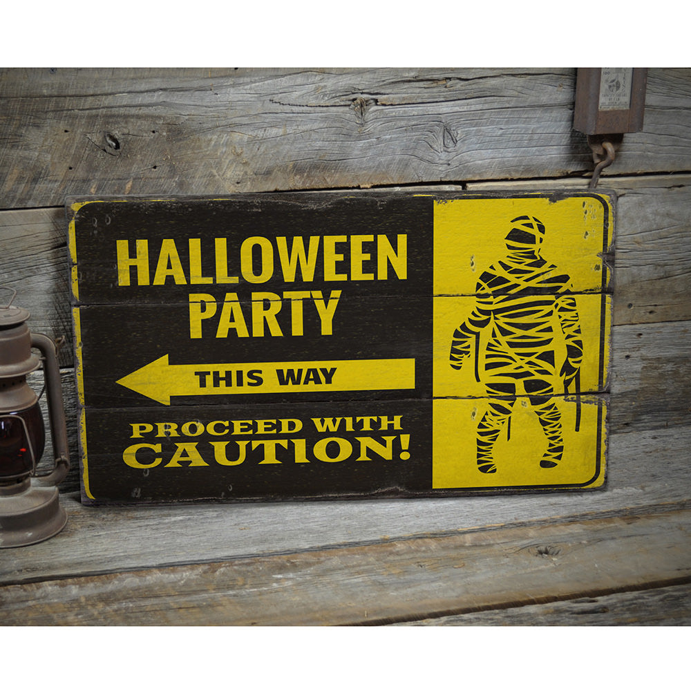 Halloween Party This Way Rustic Wood Sign