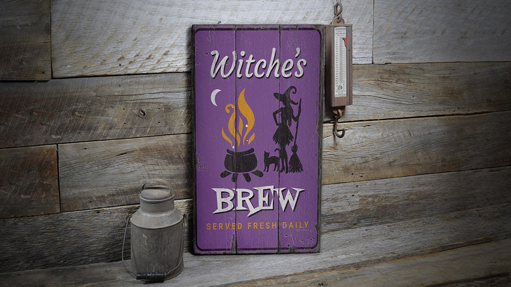 WItchs Brew Rustic Wood Sign