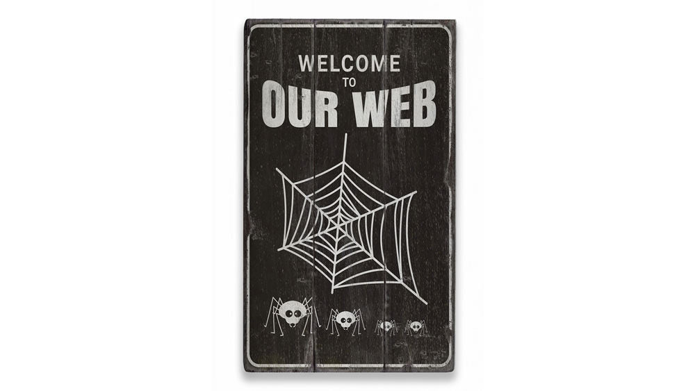 Spider Web Rustic Wood Sign
