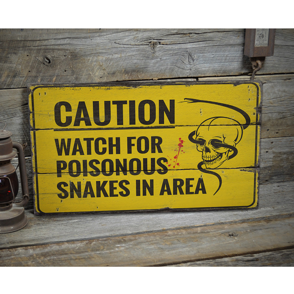 Poisonous Snakes Rustic Wood Sign