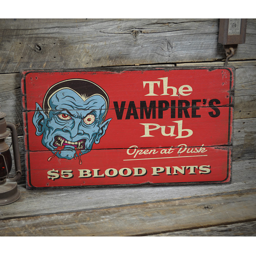 The Vampire Pub Rustic Wood Sign