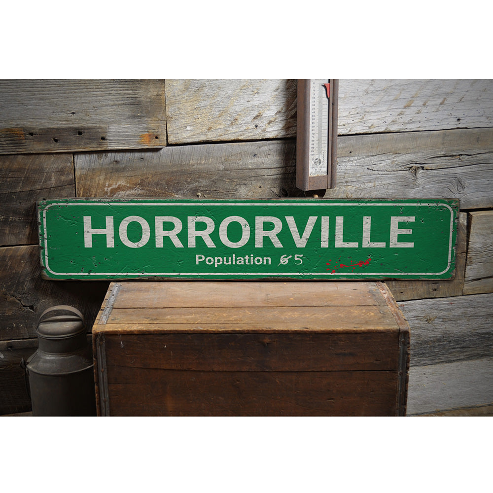 Horrorville Vintage Wood Sign