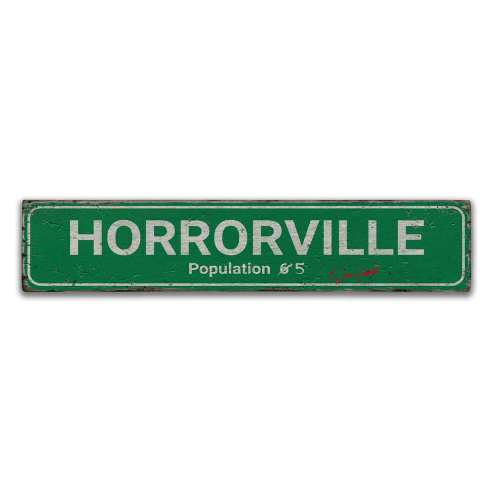 Horrorville Vintage Wood Sign