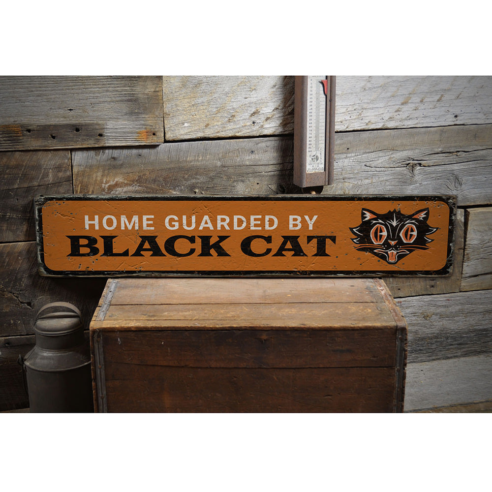 Home Black Cat Vintage Wood Sign