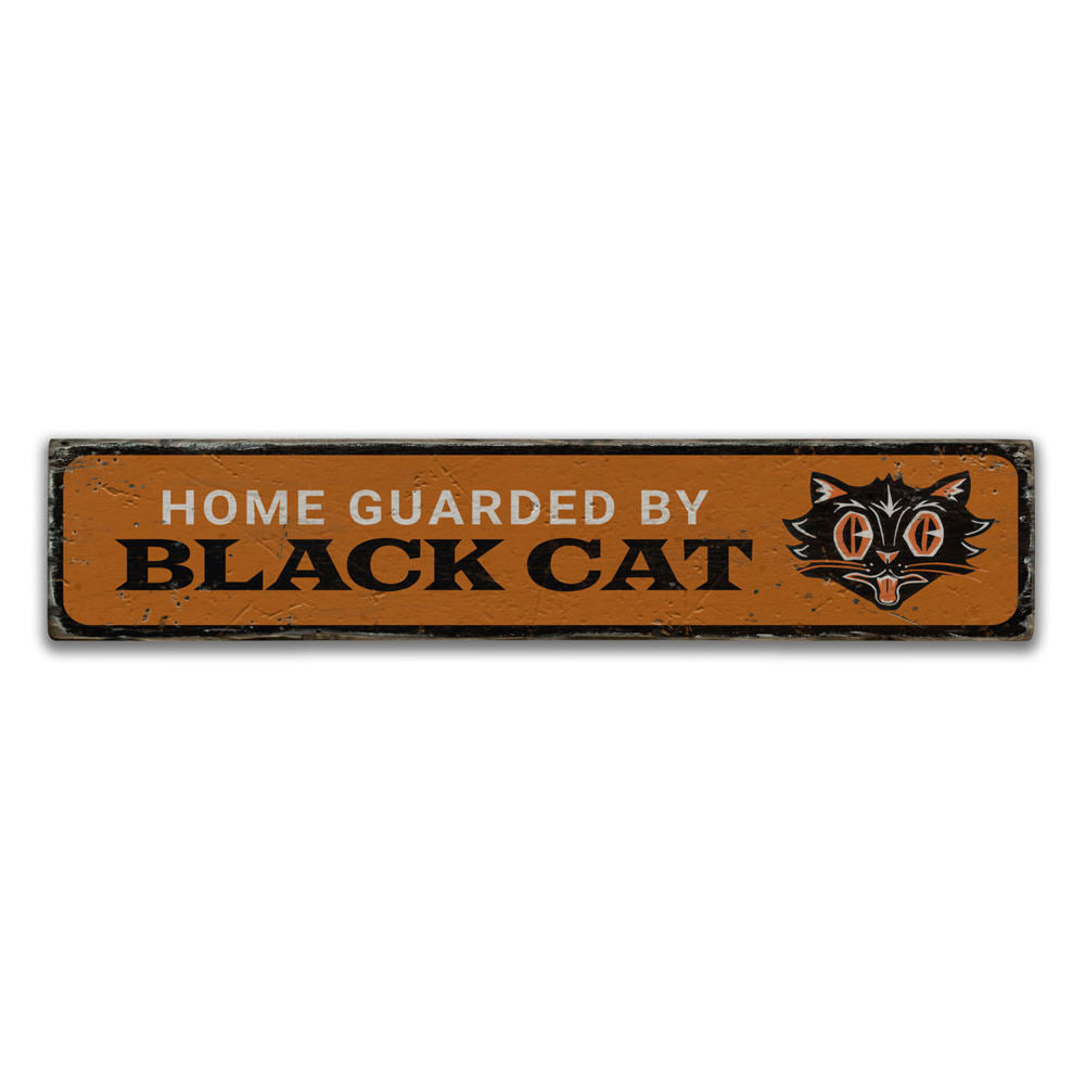 Home Black Cat Vintage Wood Sign