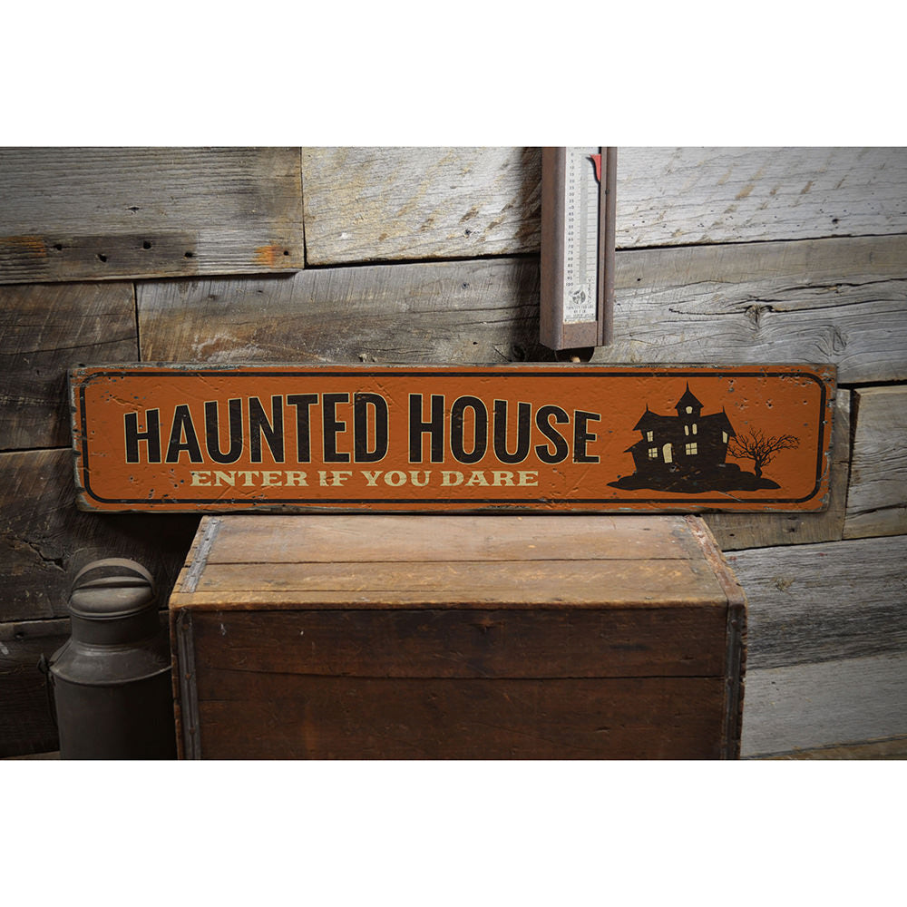Haunted House Entrance Vintage Wood Sign