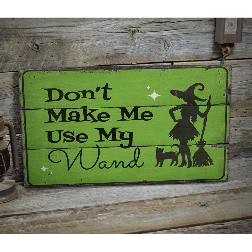 Witch Magic Wand Rustic Wood Sign