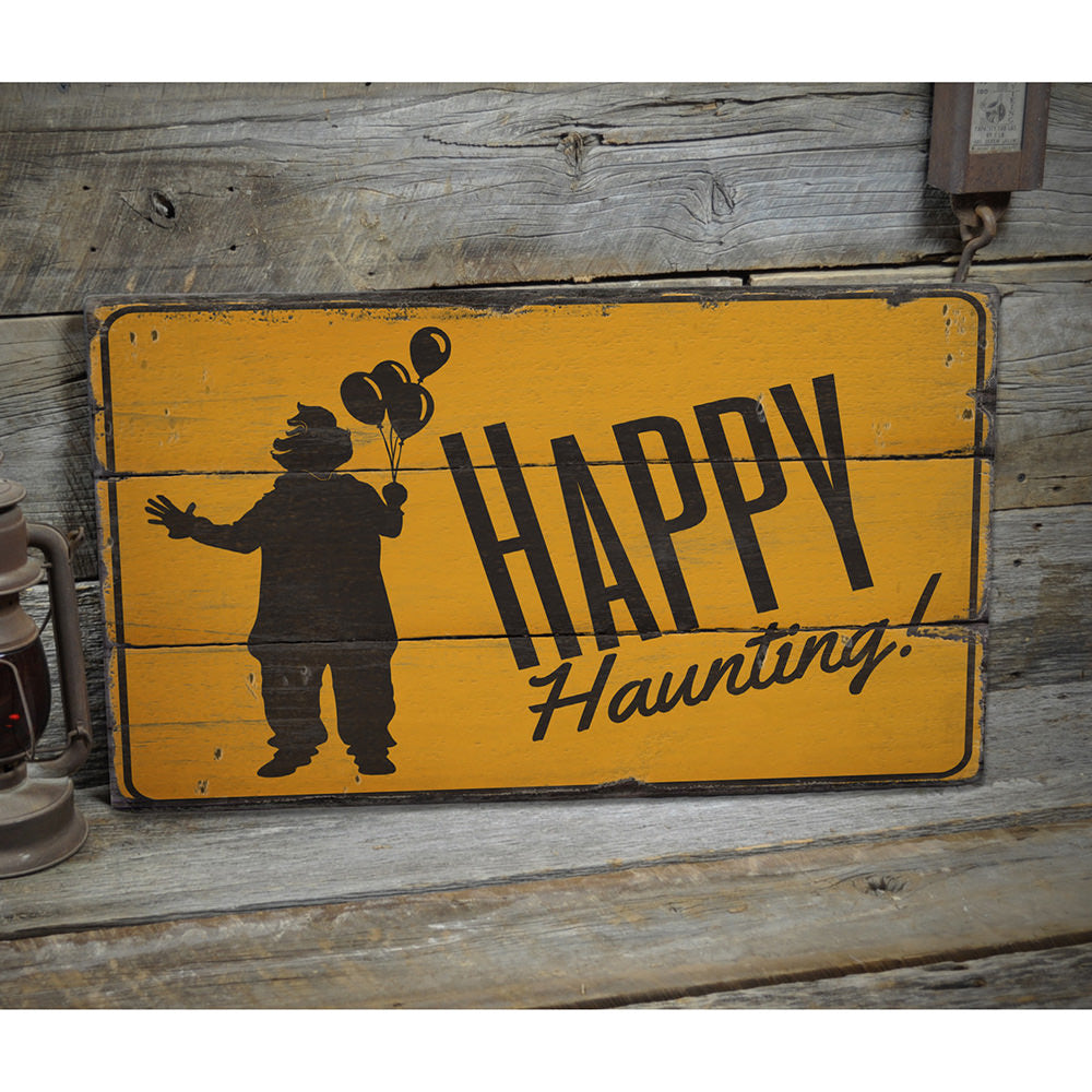 Happy Haunting Halloween Rustic Wood Sign
