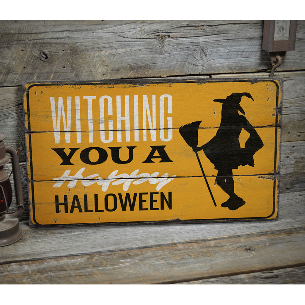 Halloween Greeting Rustic Wood Sign