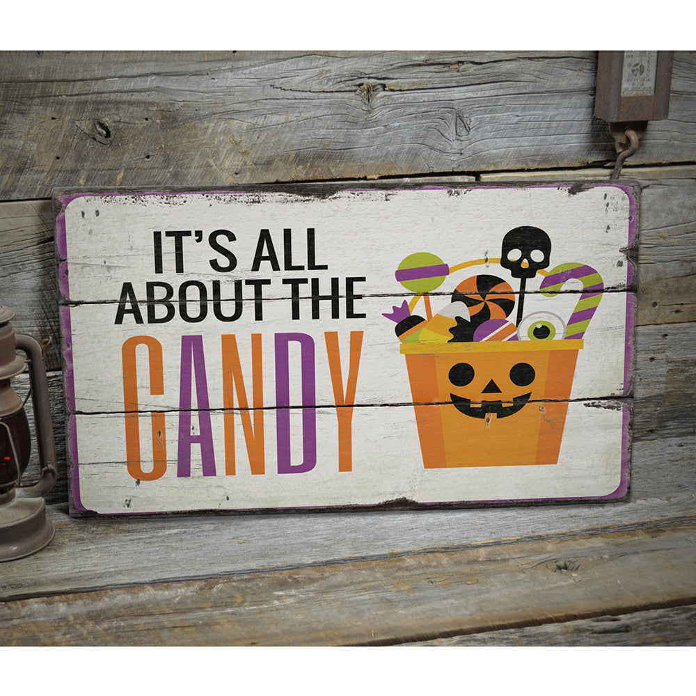 Halloween Candy Rustic Wood Sign