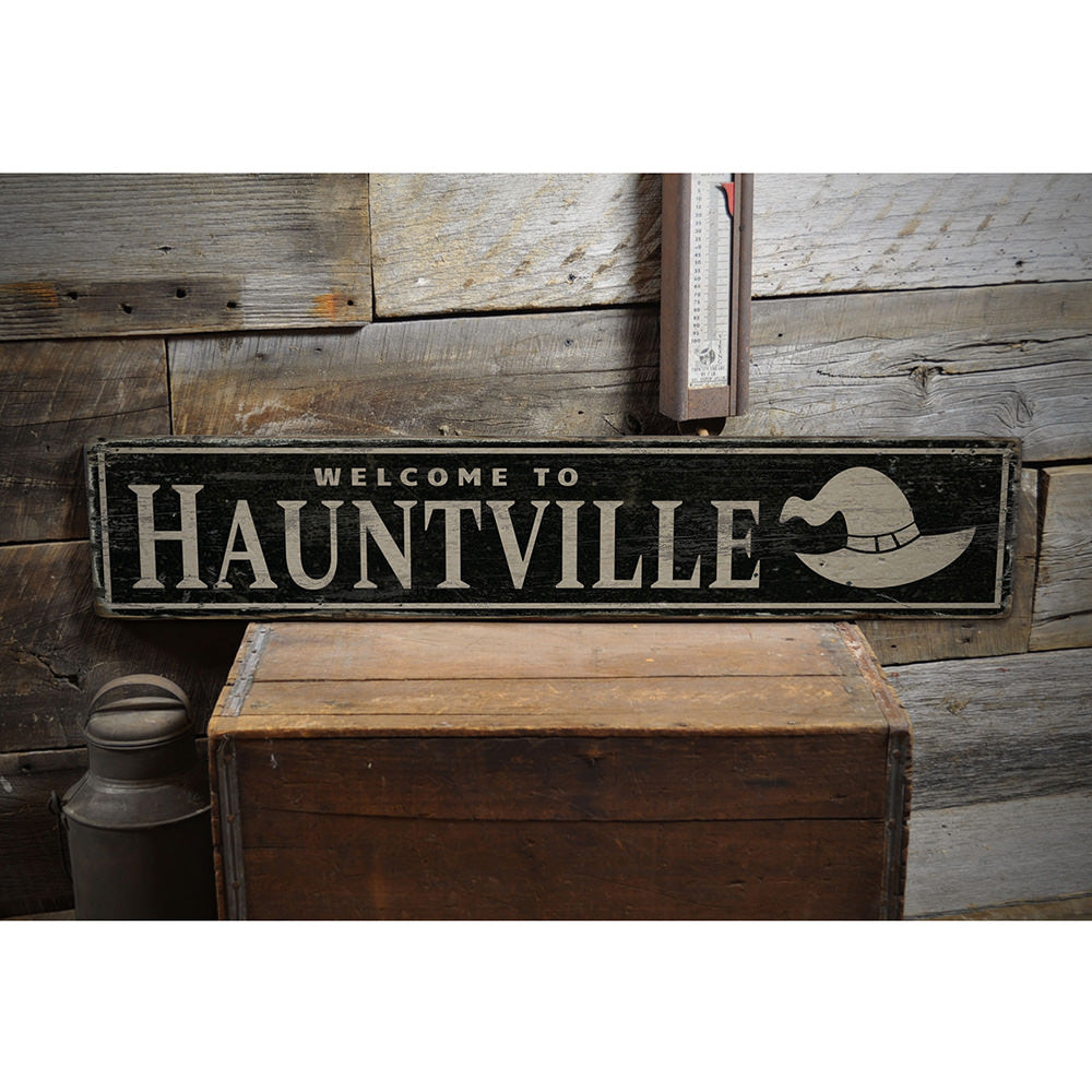 Hauntville Vintage Wood Sign