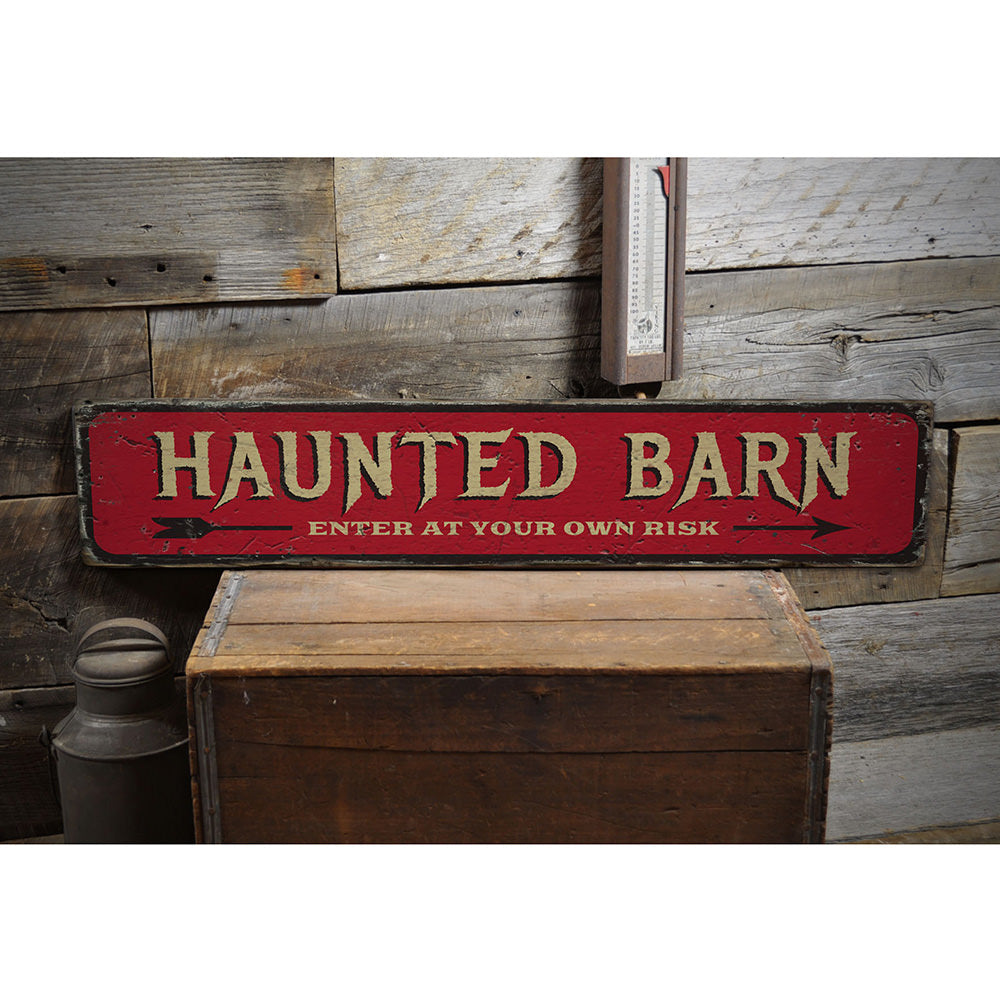 Haunted Barn Vintage Wood Sign