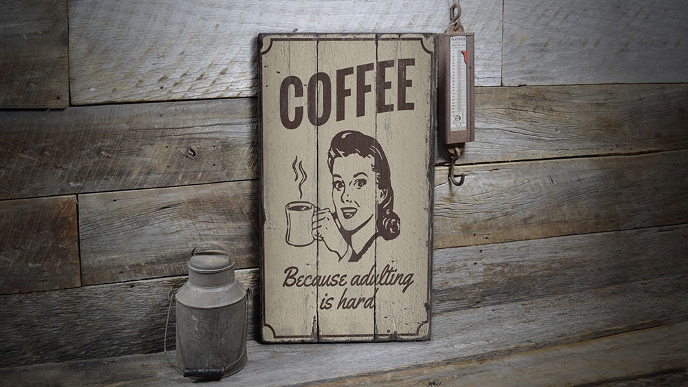 Witty Coffee Rustic Wood Sign