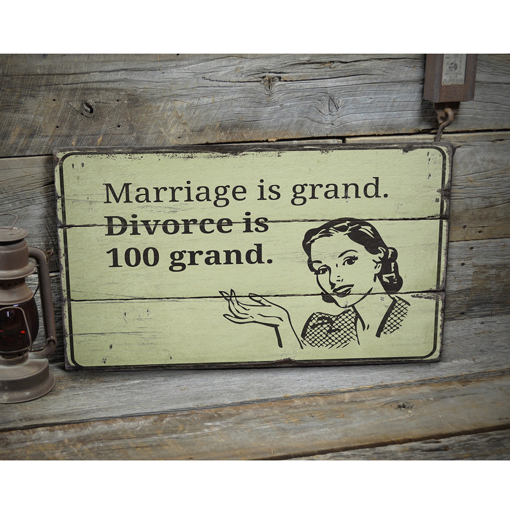 Funny Marriage Rustic Wood Sign