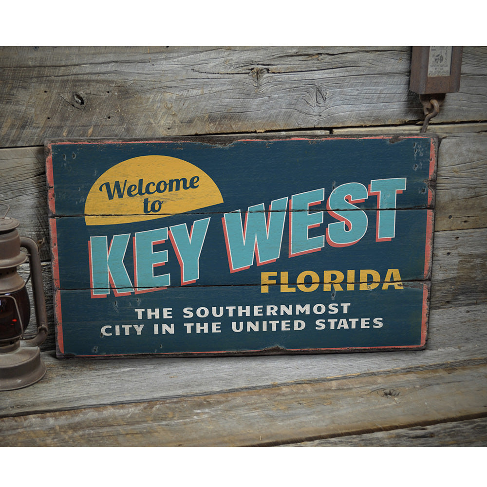 Welcome to Key West Florida Rustic Wood Sign