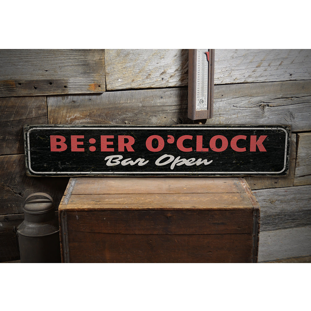 Beer O Clock Vintage Wood Sign